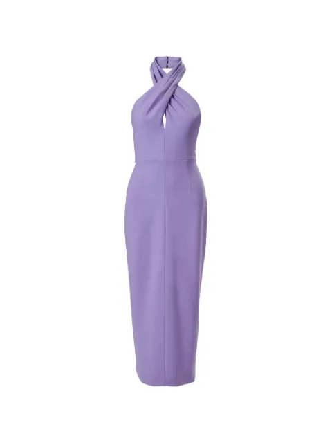 Carolina Herrera twisted halterneck midi dress Purple S2611N518BWT