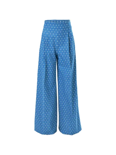 Carolina Herrera polka-dot denim wide-leg Marisol pants Blue S2611N402MND
