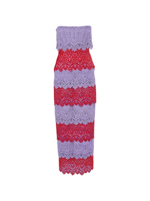 Carolina Herrera lace-trim strapless maxi dress ‌ Red S2611N546FCO