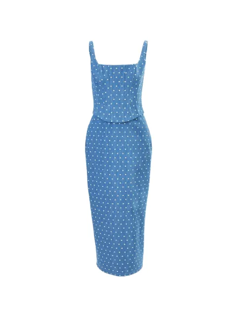 Carolina Herrera polka-dot corseted pencil dress Blue S2611N512MND