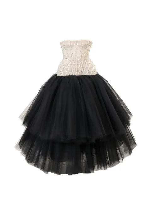Carolina Herrera pearl-embroidered strapless midi dress Black S2611E505NTU