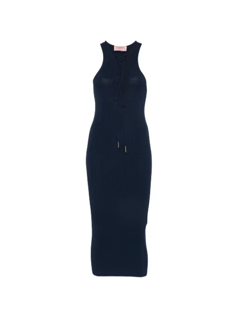 Iceberg lace-up ribbed-knit midi dress Blue 26EI2S0AH047534