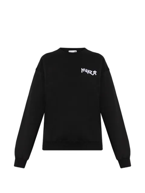 Hunza G logo-embroidered sweatshirt Black 80SLOGOSWEATSHIRTCOTTON