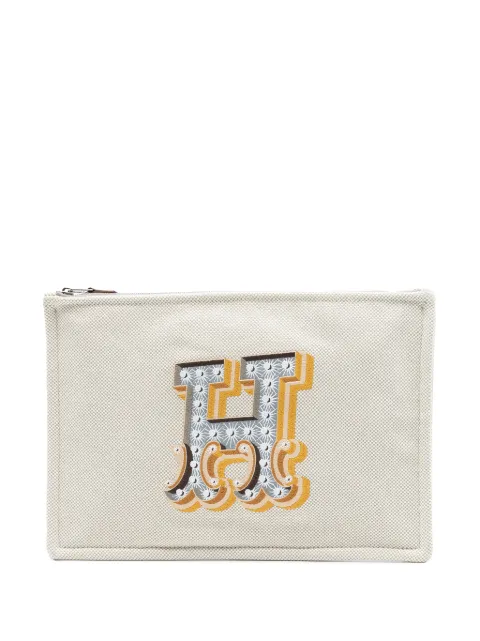 Hermès Pre-Owned 2016-2025 H Canvas Embroidered Electrique Flat Case clutch bag Brown K794XNSR96G7L2S8