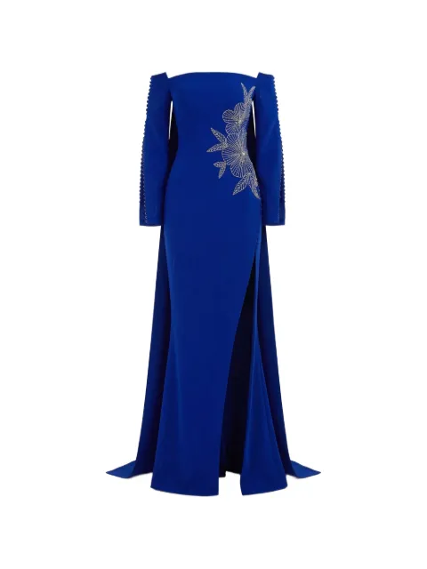 Gattinolli by Marwan floral-embroidered gown dress Blue OP7368