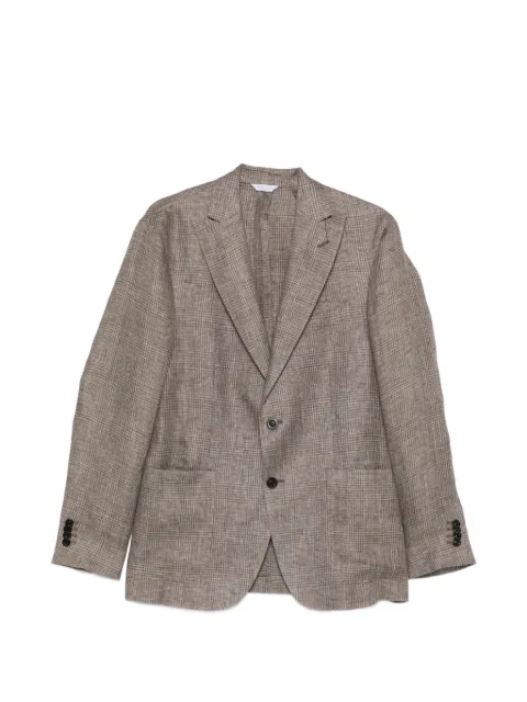 Boglioli prince of wales check linen blazer Neutrals N6302ESB6009