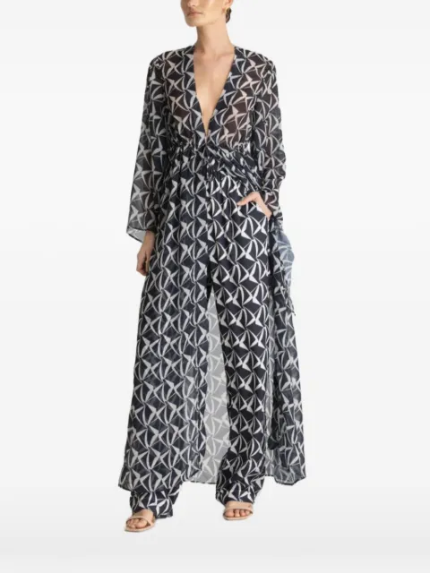 DIARRABLU geometric print v-neck top Blue KSIR0ZHY12BLK