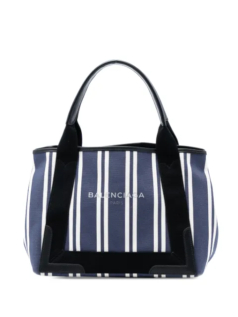 Balenciaga Pre-Owned 2017 Canvas Striped Navy Cabas S tote bag Blue UMFEOQKUAETNEOOD