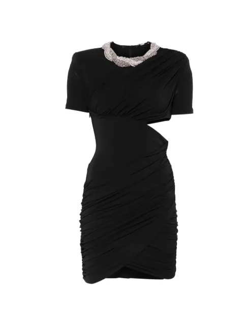 Amen crystal-embellished cut-out dress Black AMS26402