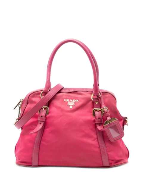 Prada Pre-Owned 2000-2025 Saffiano Trimmed Tessuto Dome satchel Pink QUDVMXL8OLHN3O5O