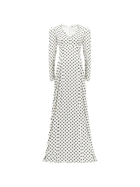 Adamaris V-neck polka-dot maxi dress Neutrals AC2024P0026