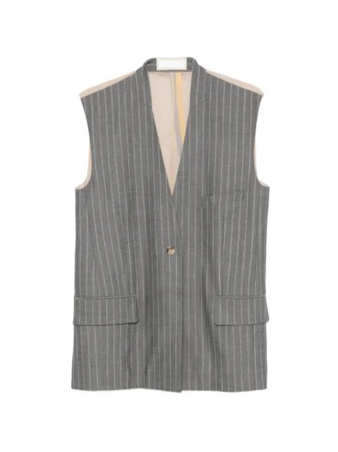 LITKOVSKA pinstriped sheer-panel gilet Grey V04MSS26