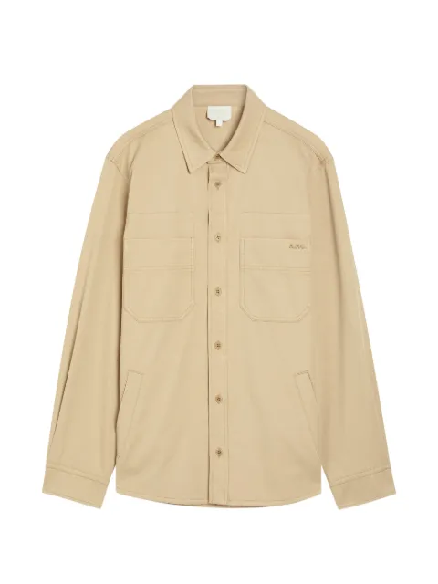A.P.C. logo-embroidered chest-pocket jacket Neutrals COHNZM32027