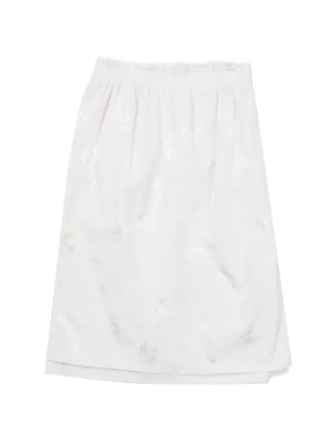 Camiel Fortgens flower-jacquard raw-edge skirt White CF21070301