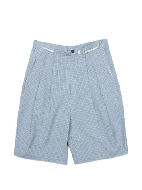 Camiel Fortgens checked pleated tailored shorts Blue CF21130201
