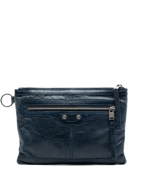 Balenciaga Pre-Owned 2015 Lambskin Motocross Classic Clip S clutch bag Blue FF21GVWBPCZXIWCW