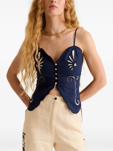 Carolina K Monarca embroidered top Blue 226SA20