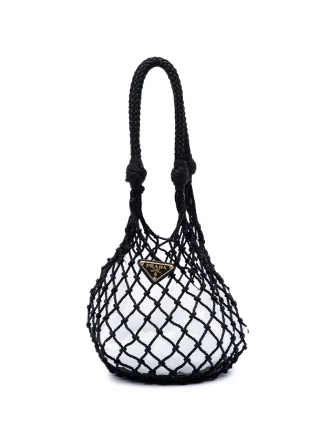 Prada Pre-Owned 2013-2025 Mesh and Leather bucket bag Black UY51NEFLLRX2CBD9