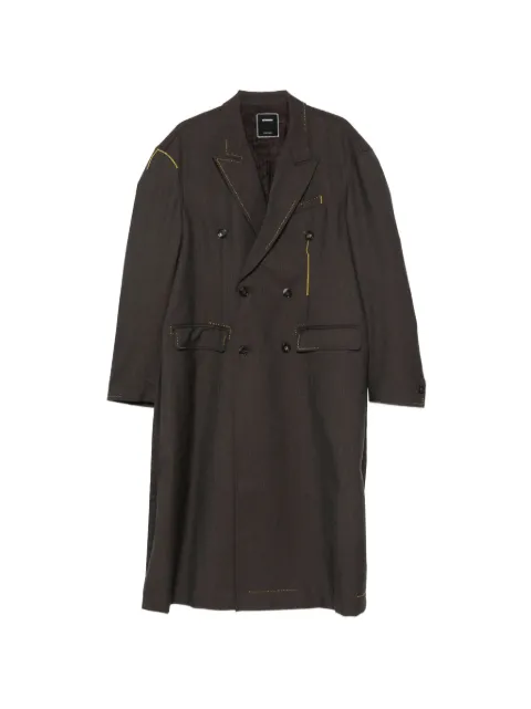 SEWMOD contrast-stitch double-breasted coat Brown QX126