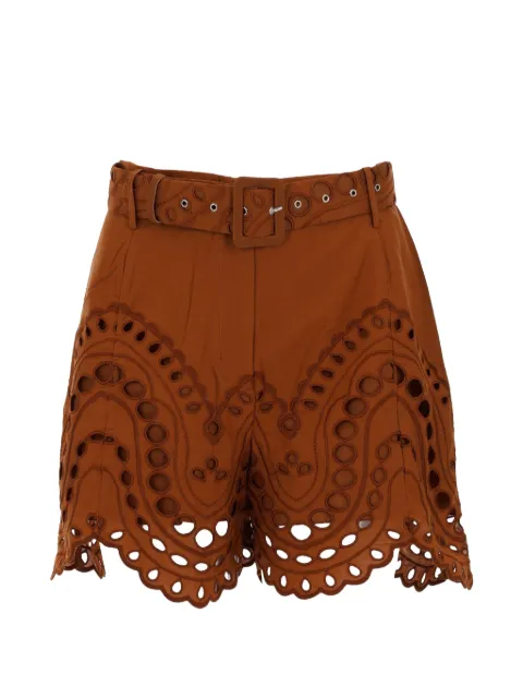 Charo Ruiz Ibiza Dune broderie-anglaise shorts Brown 263500BROWNSEALACE