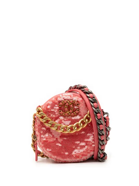CHANEL Pre-Owned 2020 Sequin Lambskin 19 Round Clutch With Chain satchel Pink SRU4PAYCGBGM4Z32