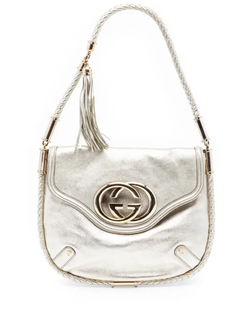 Gucci Pre-Owned 2000-2015 Medium Metallic Calfskin Britt Tassel Flap shoulder bag Gold RQGIV3DSBUFSM1DA