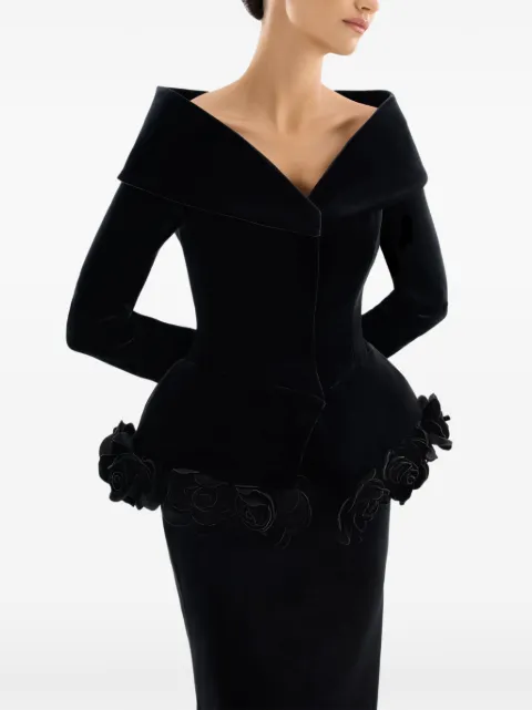 Adamaris floral-appliqué fitted jacket Black AE2026P0006