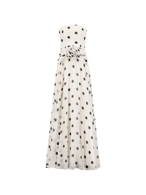 Adamaris polka-dot floral-appliqué maxi dress White AC2024P0027