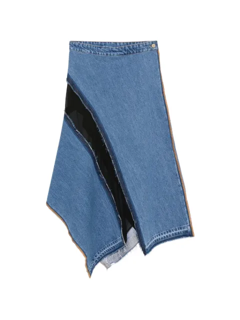 LITKOVSKA asymmetric frayed-edge skirt Blue S11MSS26