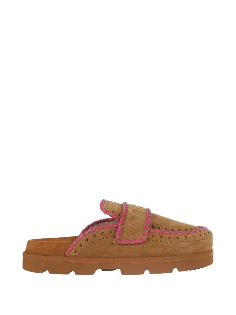 Mou whipstitch-trim perforated mules Brown MUSW631007A