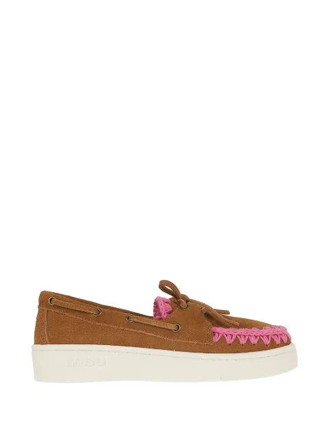 Mou crochet-trim suede loafers Brown MUSW211061A