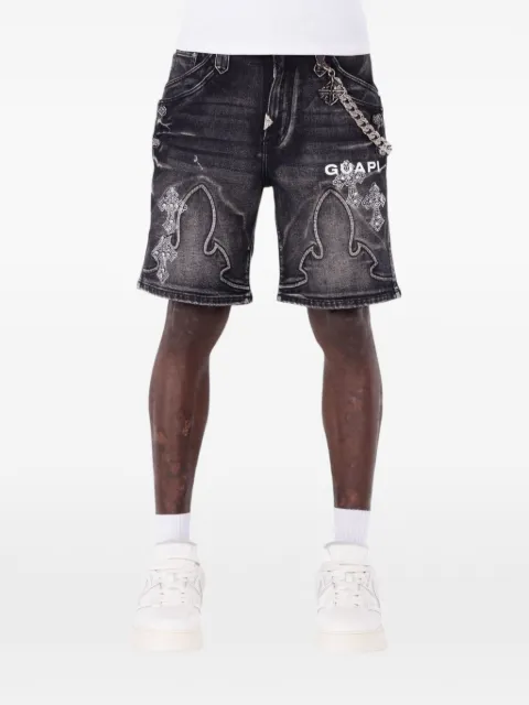 GUAPI rhinestone gothic denim shorts Black GOBFCDSSS26