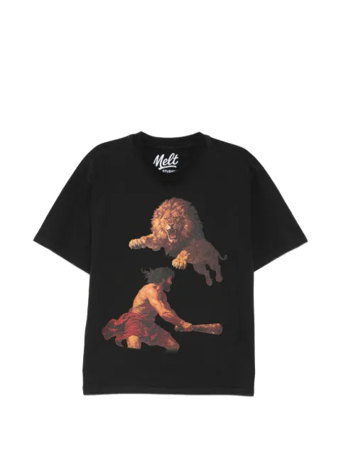 Melt graphic-print round neck T-shirt Black MS5281