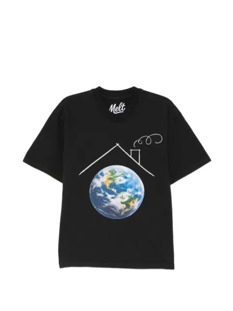 Melt graphic-print round neck T-shirt Black MS5284