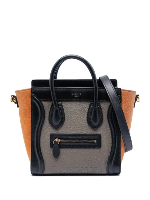 Celine Pre-Owned 2016 Nano Tricolor Leather Luggage Tote satchel Brown 549IGTKQBP4Q4ZQ6