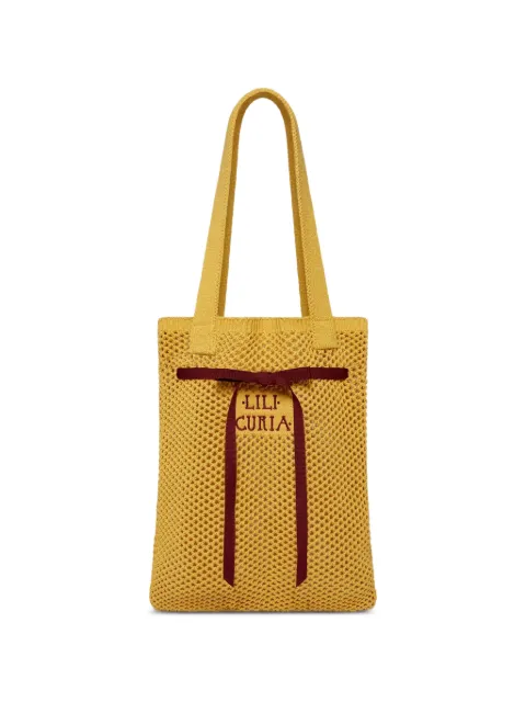LILI CURIA ribbon-detail knit tote bag Yellow LC00002