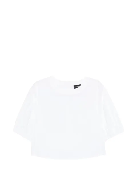 Emporio Armani cropped puff-sleeve blouse White EW003114AF10010