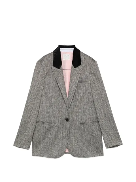 Forte Forte chevron-pattern velvet-collar blazer Grey 15017MYJACKET