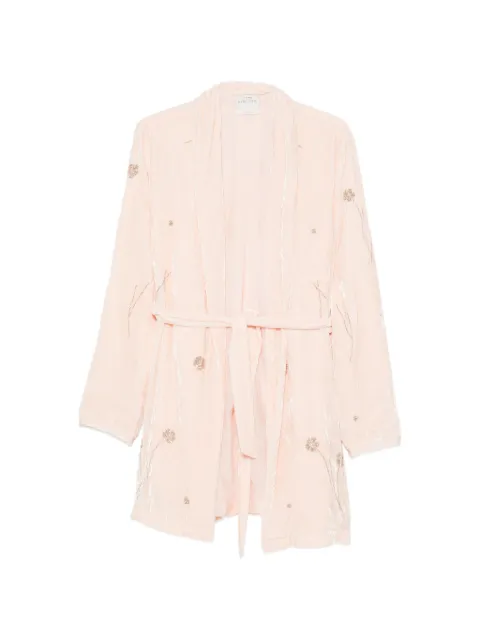 Forte Forte embroidered crushed-velvet coat Pink 15045MYJACKET
