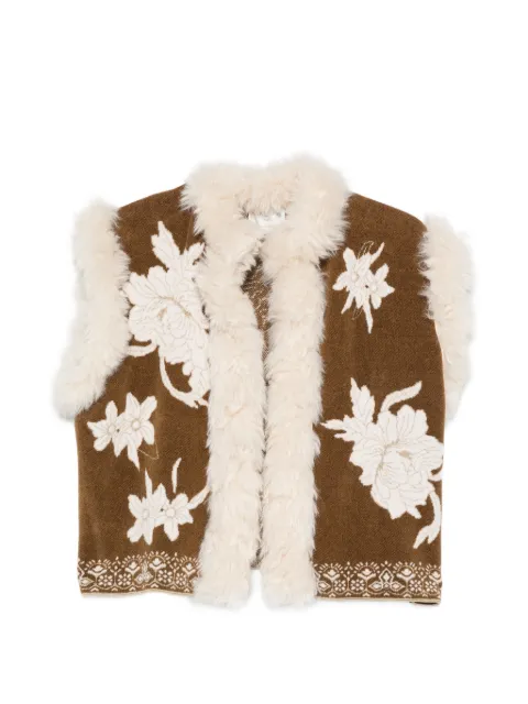 Forte Forte floral-intarsia shearling-trim jacket Brown 15155MYJACKET