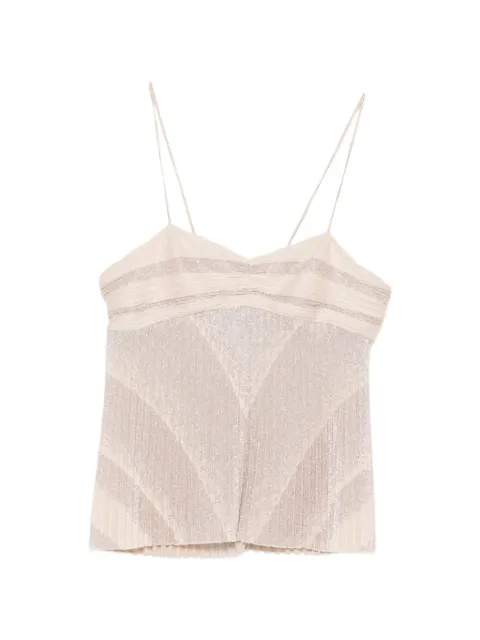 Forte Forte Rising sun plissé metallic-effect top Neutrals 15094MYTOP