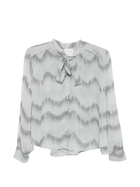 Forte Forte pussy-bow chevron-pattern shirt Grey 15101MYSHIRT