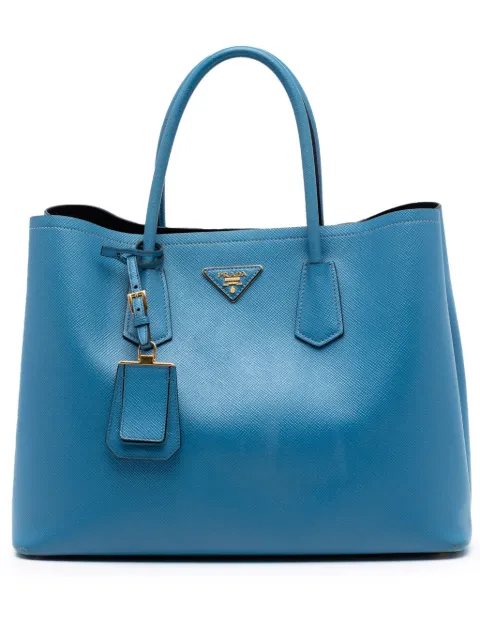 Prada Pre-Owned 2010-2026 Large Saffiano Cuir Double satchel Blue 31MQQHL6B3HY3BVB