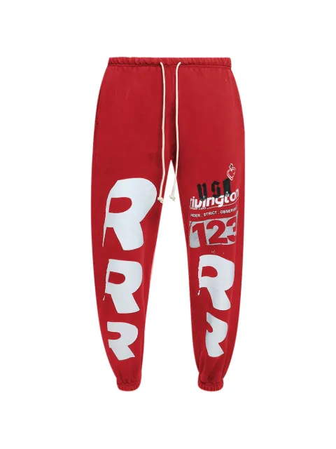 RRR123 Membership USO Enemy graphic-print trousers Red MUSOSP60