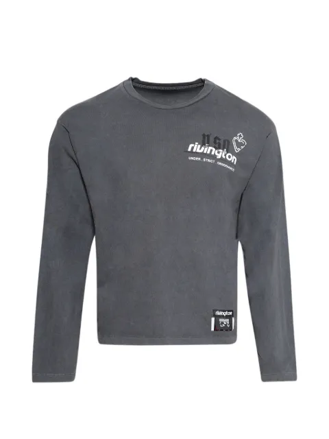 RRR123 Membership USO graphic-print long-sleeved T-shirt Grey MUSOLS00