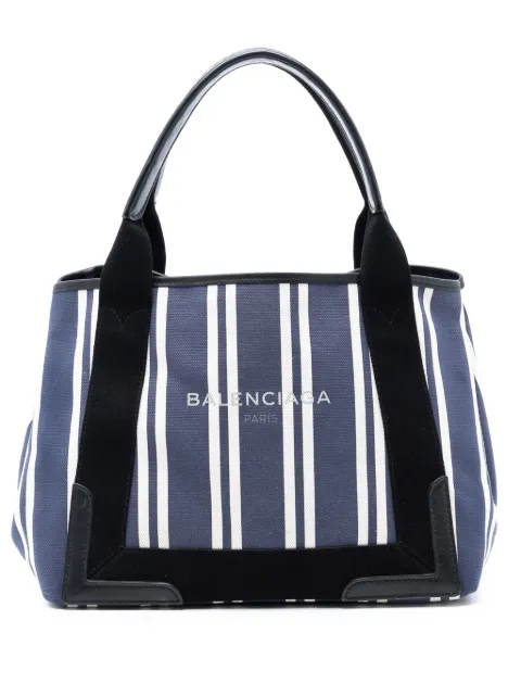 Balenciaga Pre-Owned 2017 Canvas Striped Navy Cabas S tote bag Blue M5L6AUPXTYJG8VO9