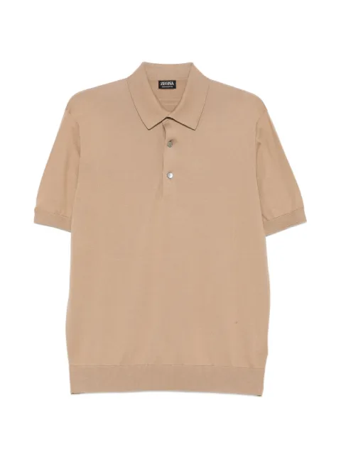 Zegna short-sleeve ribbed-knit polo shirt Neutrals C32N03
