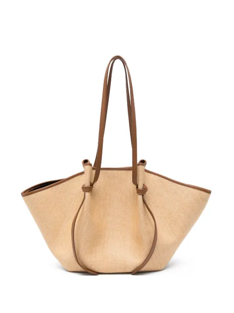 Yuzefi large Mochi leather-trim woven tote bag Neutrals YUZSS26HBLM
