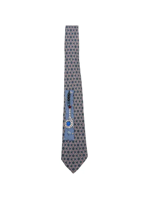 A.N.G.E.L.O. Vintage Upcycling x Stefania Bertoni customised Hermés geometric-print embellished tie Blue AU180AXV