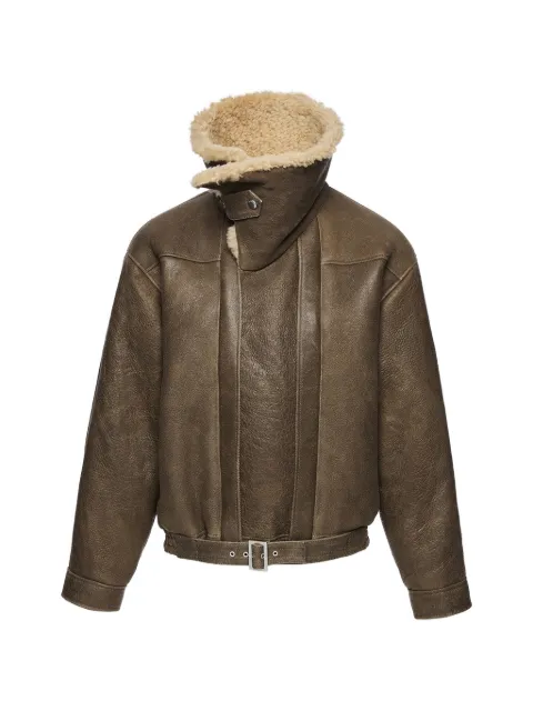 Magda Butrym shearling belted jacket Brown 109426
